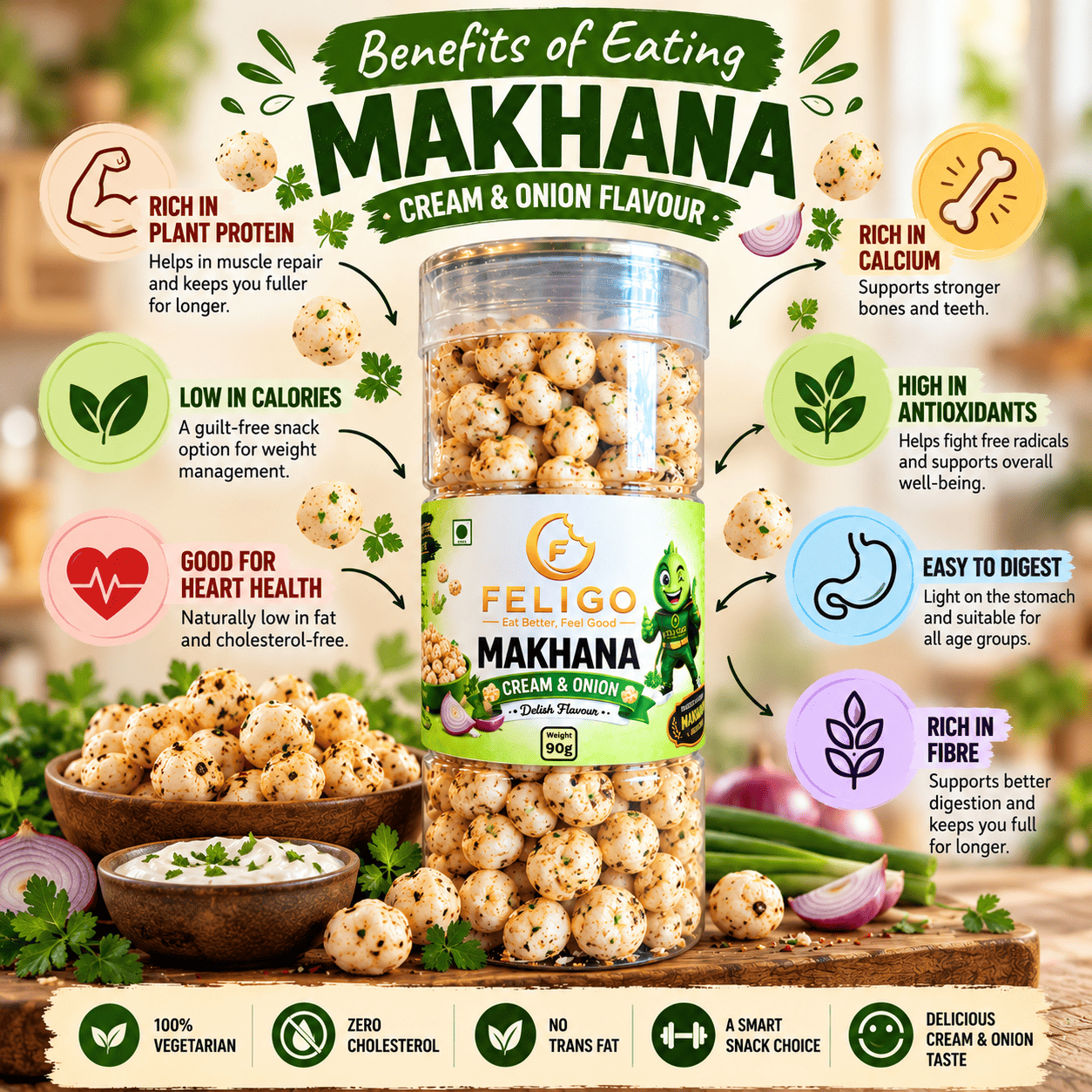Roasted Flavoured Makhana - Cream & Onion
