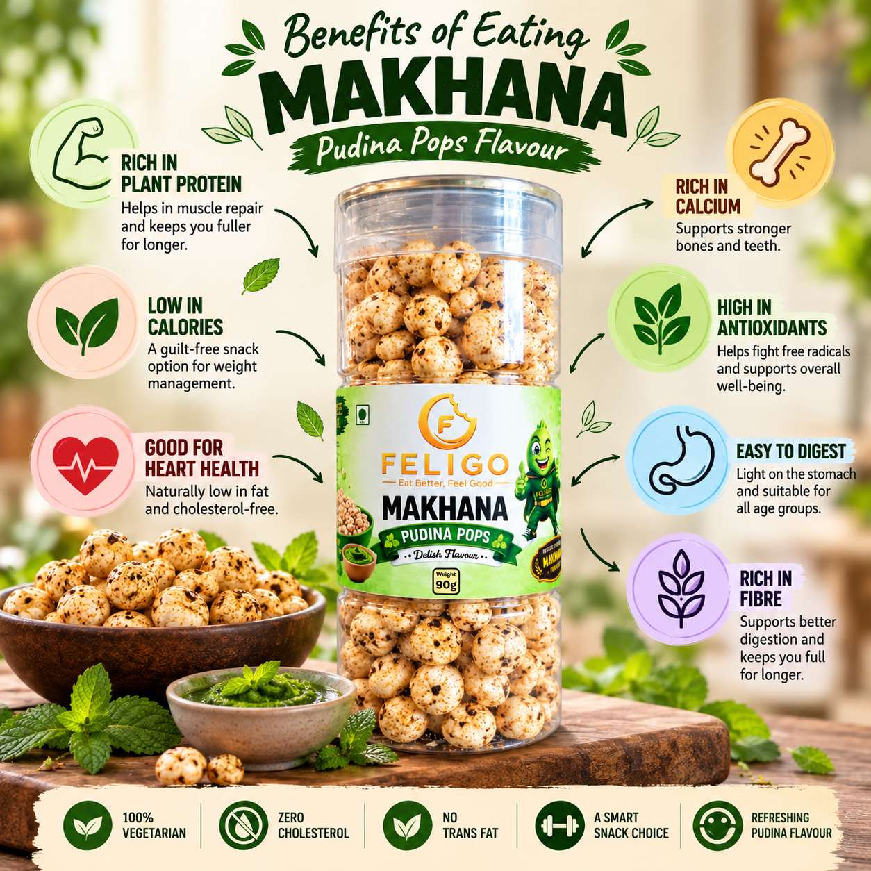 Roasted Flavoured Makhana - Pudina Pops