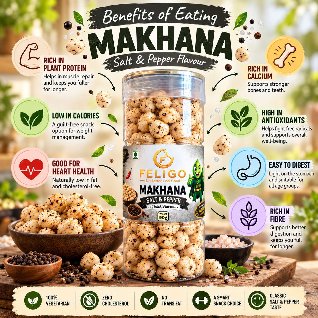 Roasted Flavoured Makhana - Salt & Pepper
